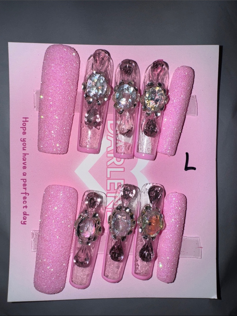 Size Large Handmade Press On Nails.
Length Extra - Long - XL